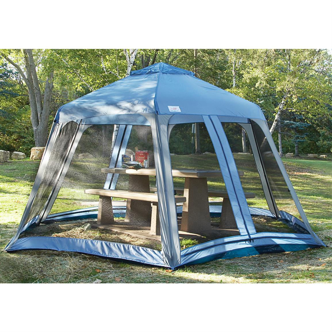 Texport® 12x14' Hexagonal Screen House Blue Shadow / Limestone 151470, Screens & Canopies at