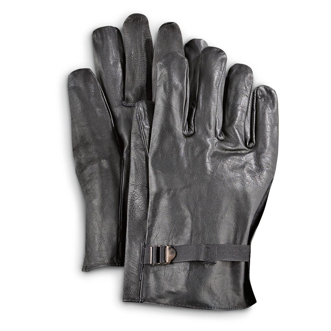 2 Prs. of New Belgian Military Leather Gloves, Black 151717, Military