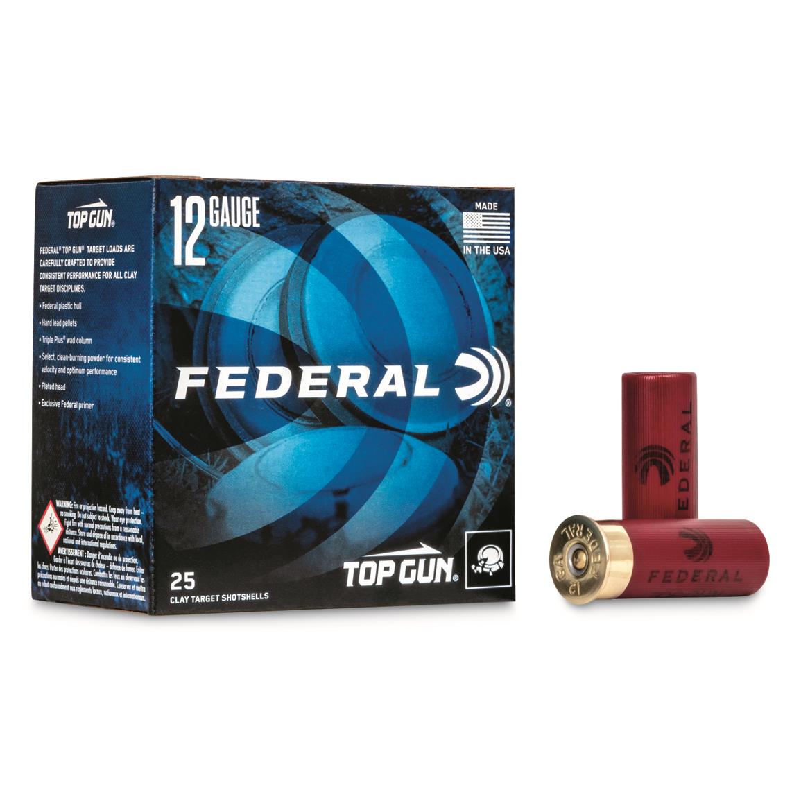 Federal Top Gun Target, 12 Gauge, 2 3/4", 1 1/8 oz. Shotshells, 25 Rounds