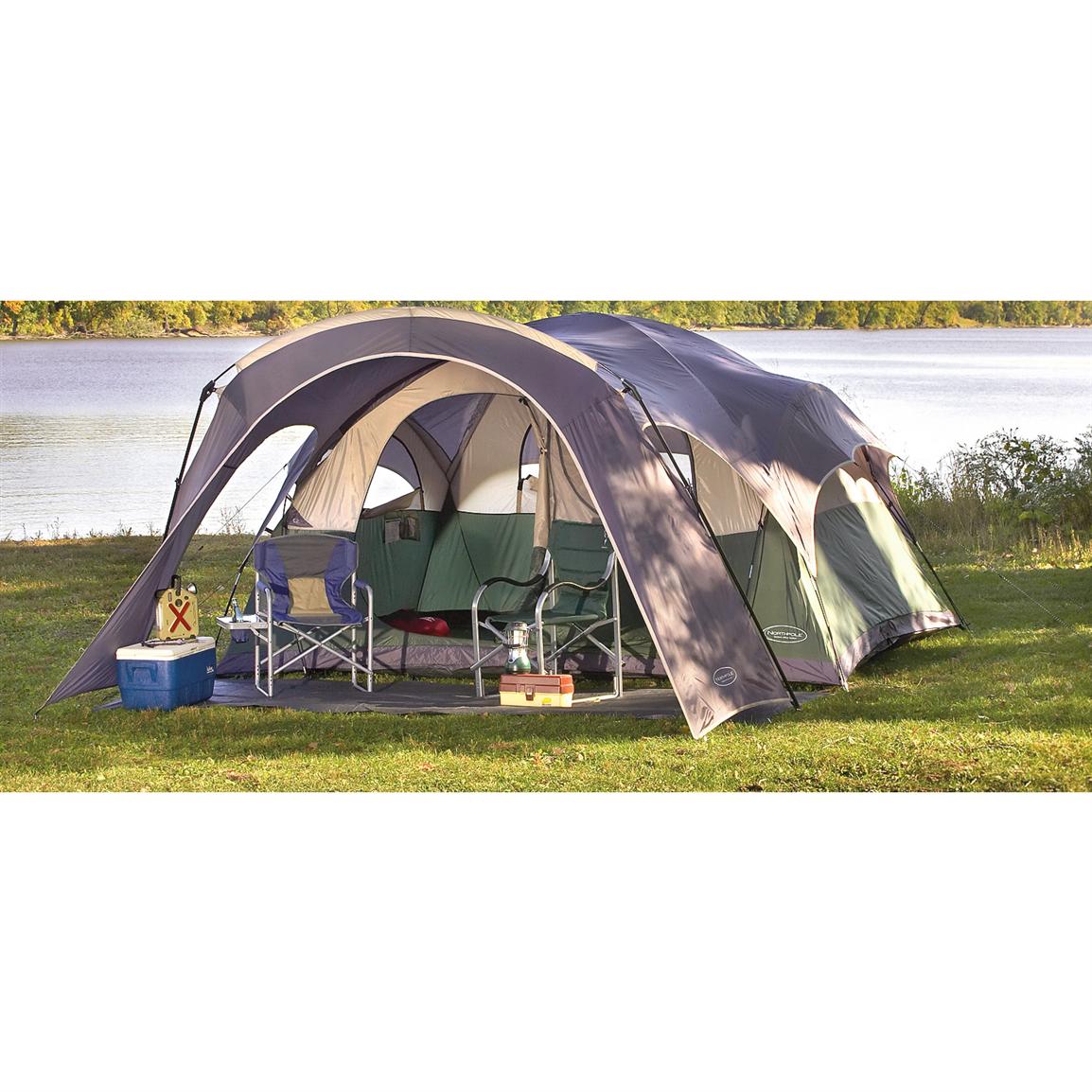 NorthPole® 2 room Dome Tent, Gray / Green / Off white 152239