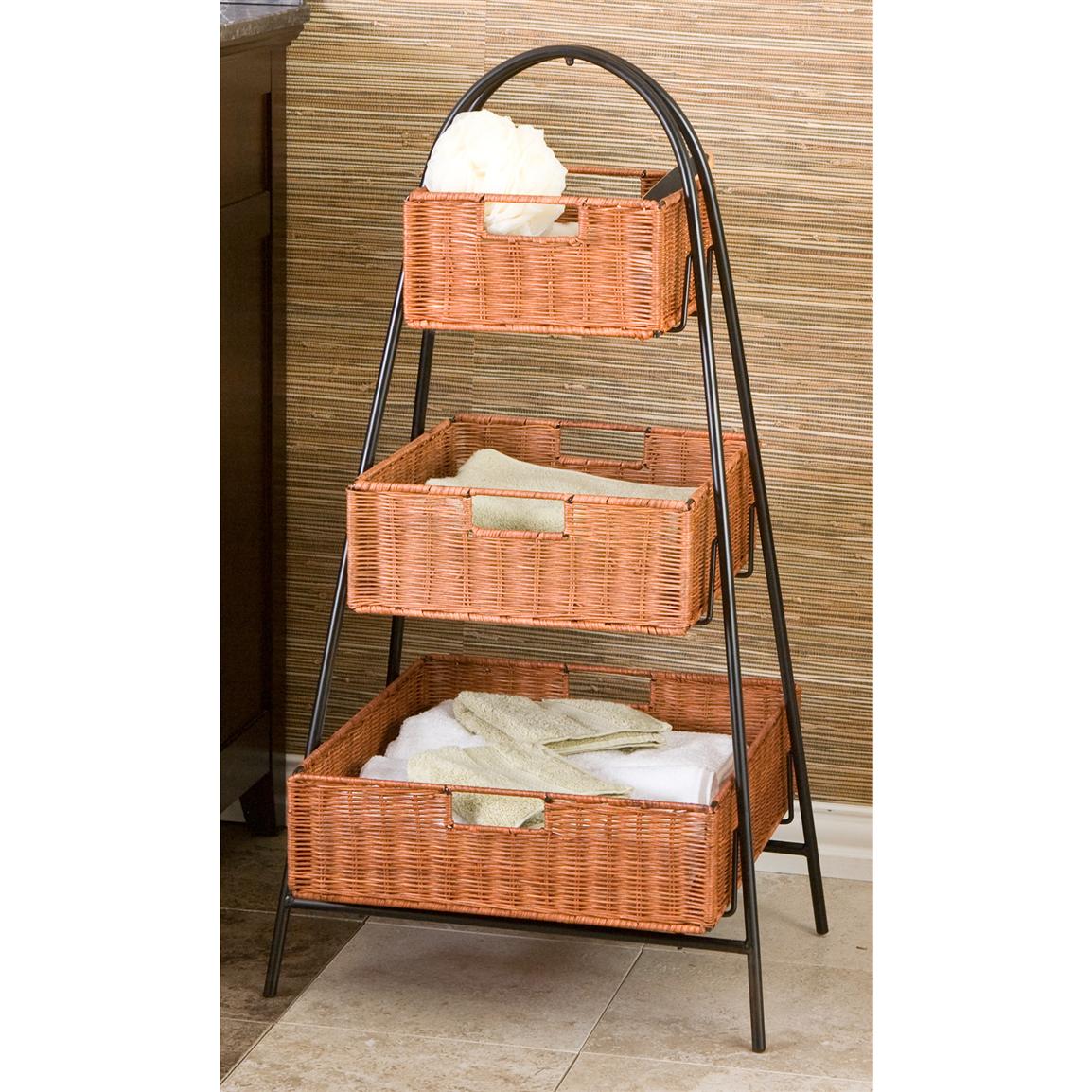 Sei 3 Tier Basket Stand 152263 Housekeeping Storage At Sei 3 Tier Basket Stand Double Tap To Zoom