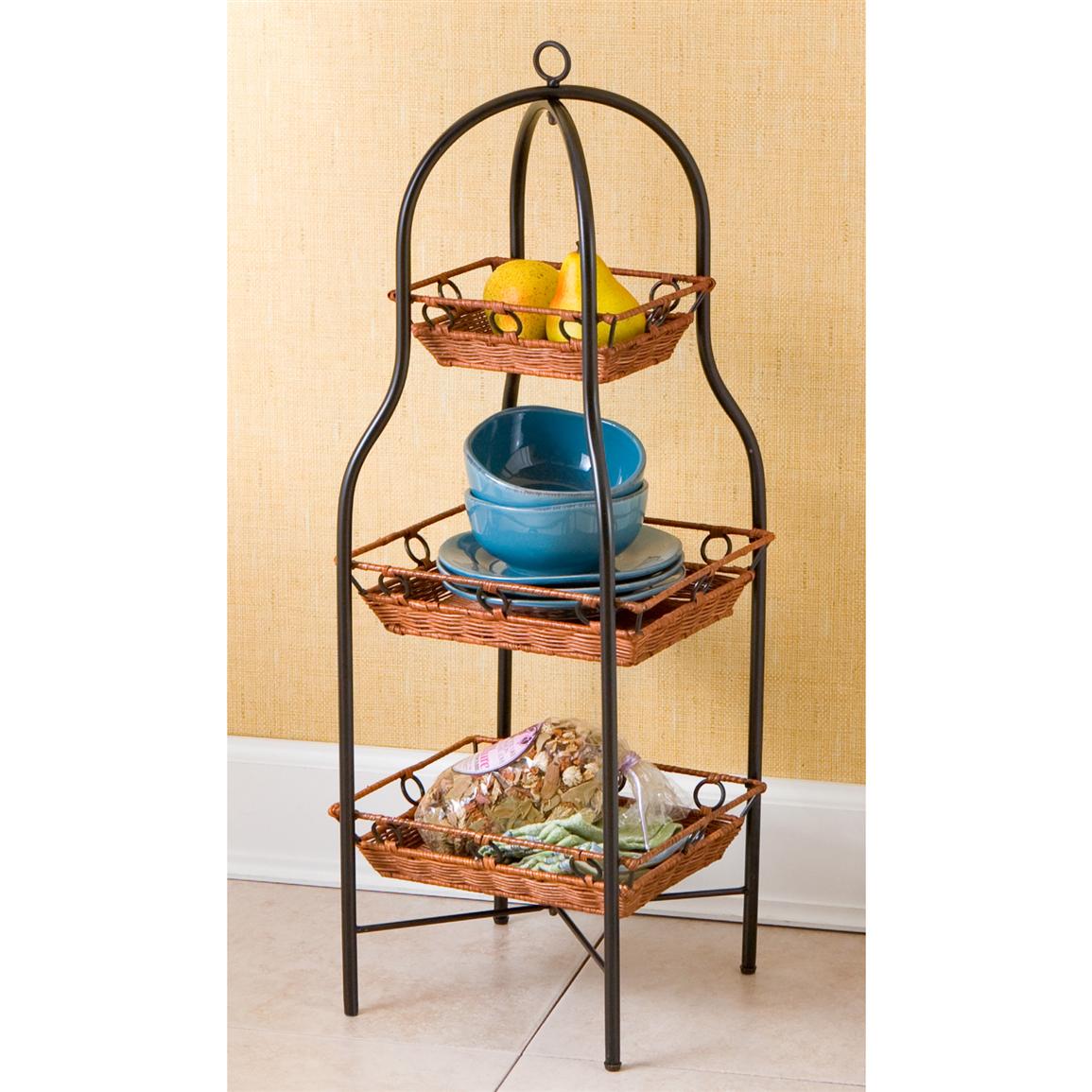 SEI 3 - Tier Bell Tower Basket Stand - 152265, Housekeeping & Storage ...