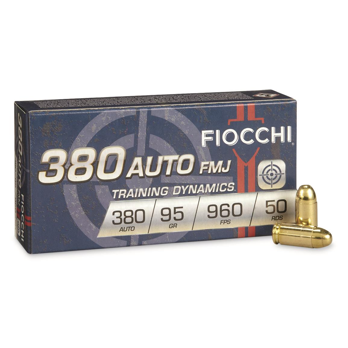 Fiocchi Shooting Dynamics, .380 ACP, FMJ, 95 Grain, 50 Rounds