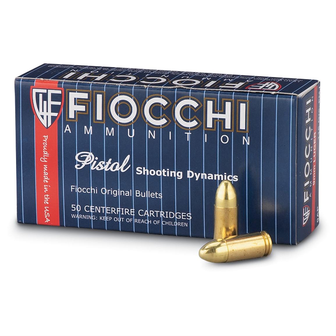 Fiocchi, 9mm Luger, FMJ, 124 Grain, 1,000 Rounds