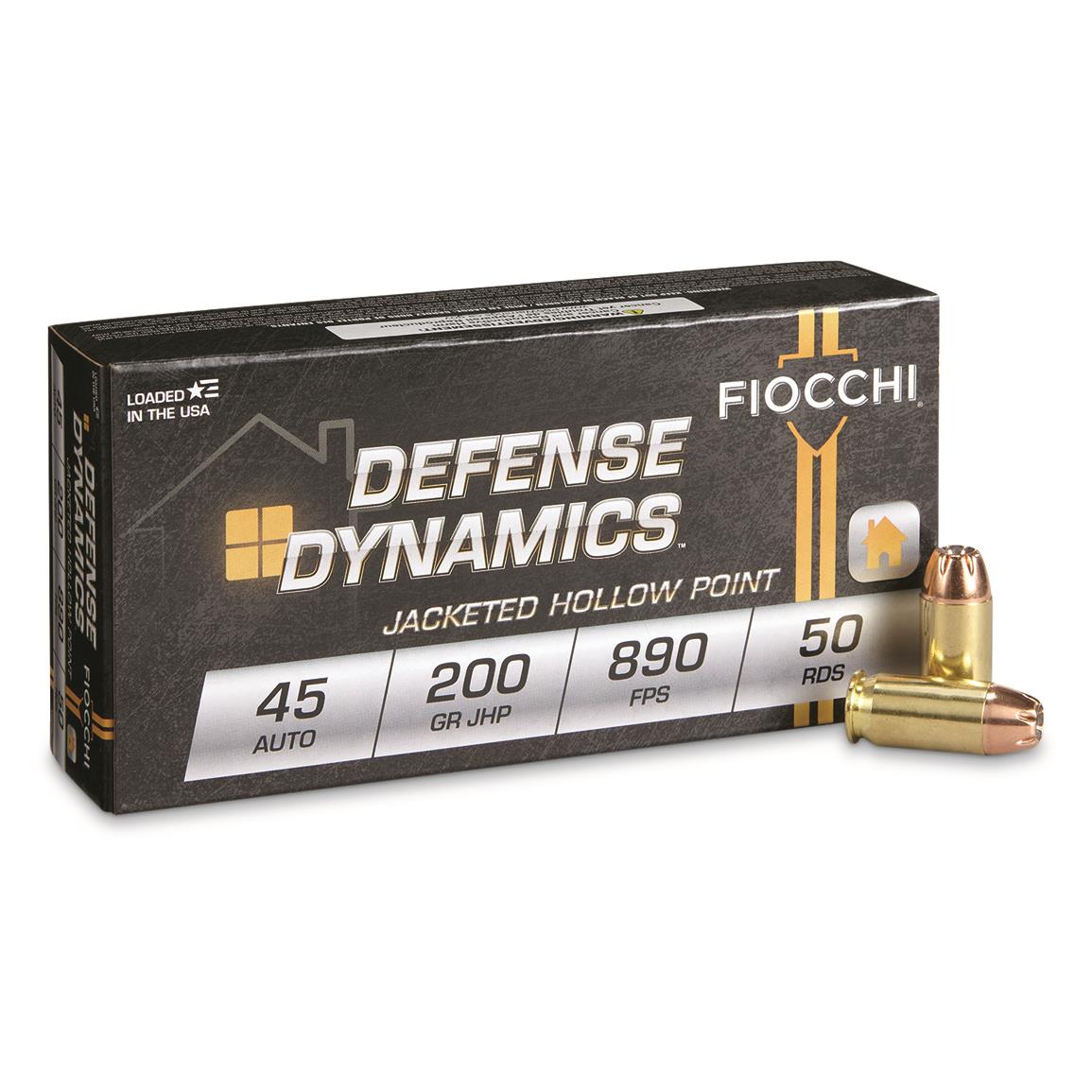 Fiocchi Pistol Shooting Dynamics, .45 ACP, JHP, 200 Grain, 50 Rounds