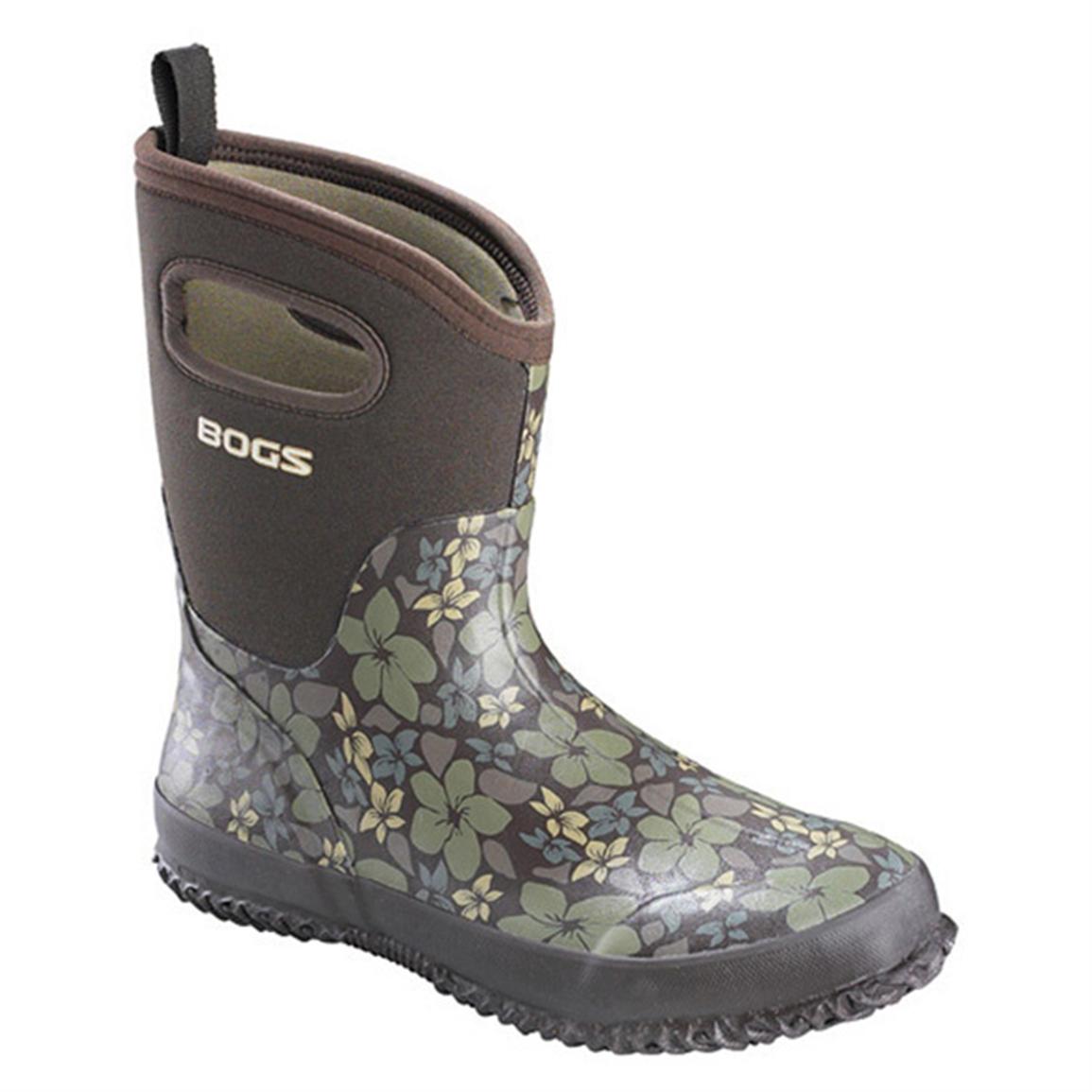 Women's Bogs® Classic Mid Hibiscus - 152683, Rubber & Rain Boots at ...