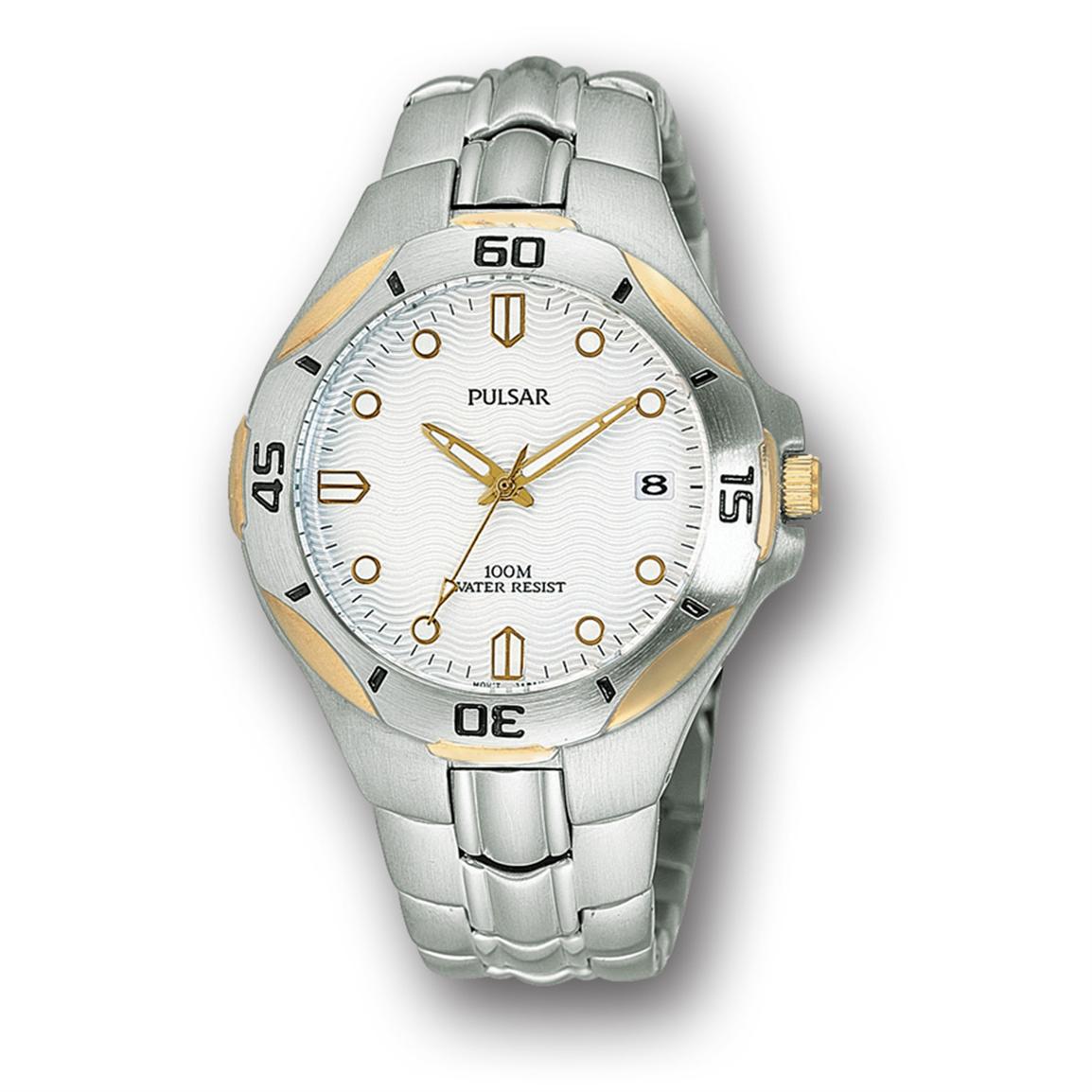 Men's Pulsar® Two - Tone Rotating Bezel Watch - 153246, Watches at Sportsman's Guide