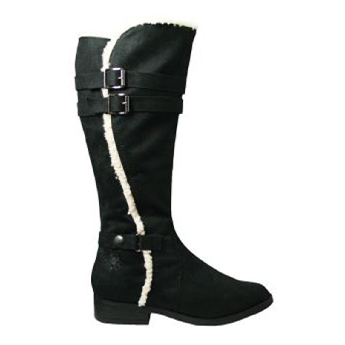 low heel buckle boots