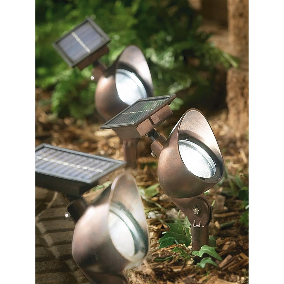 4 Malibu® Solar Spotlights, Antiqued Copper - 153898, Solar & Outdoor