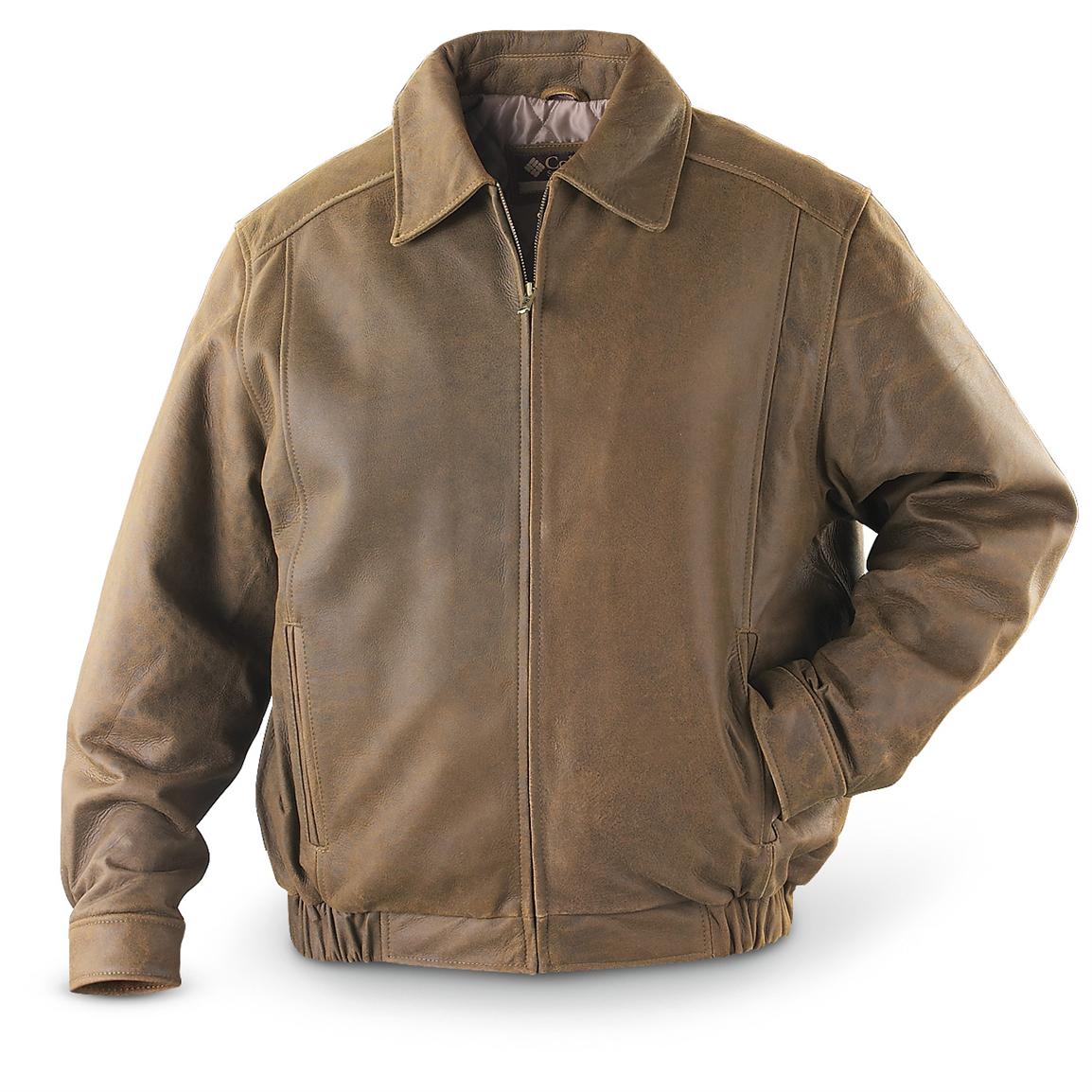 columbia leather bomber jacket
