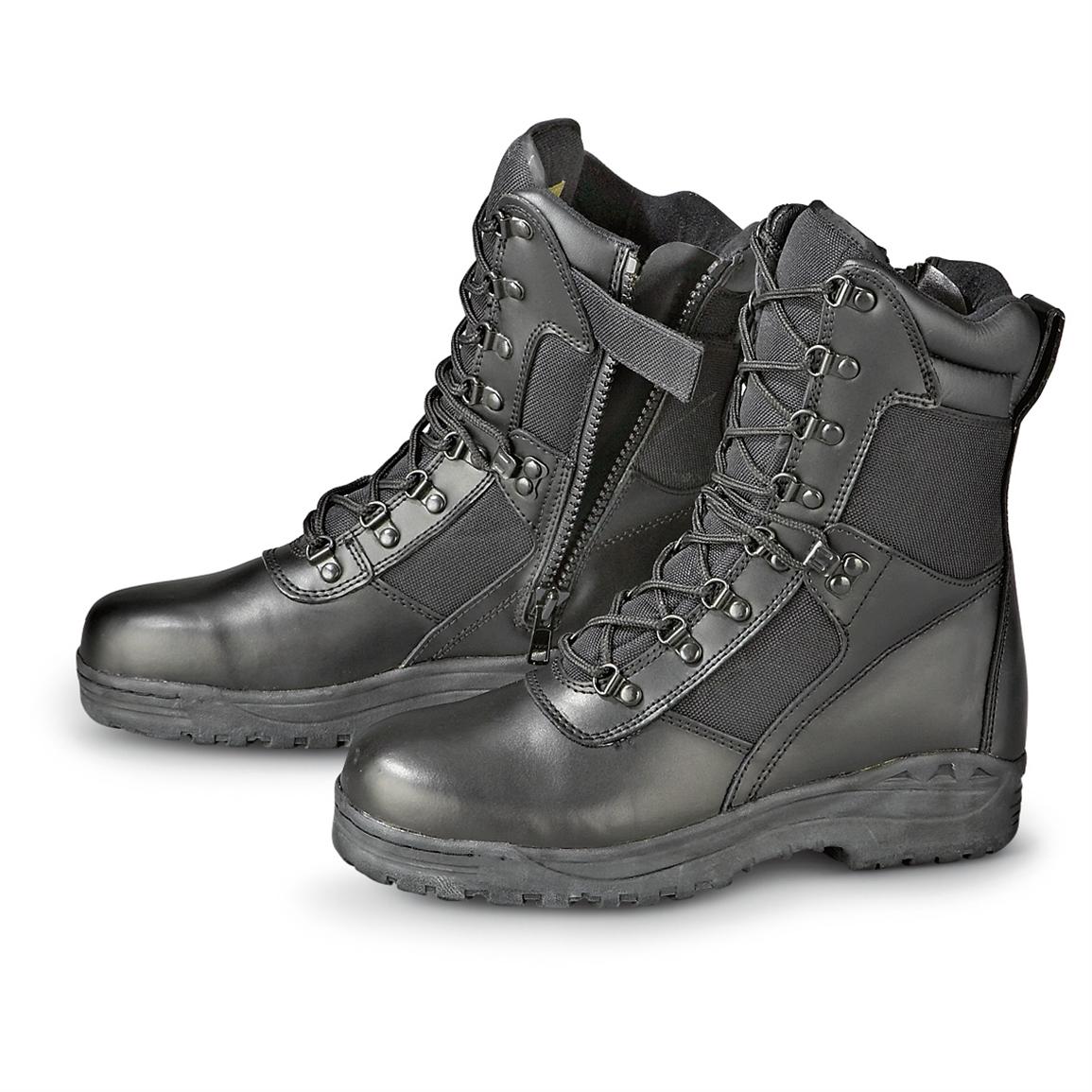 Men's Military style Tactical Side zip Boots, Black 154536