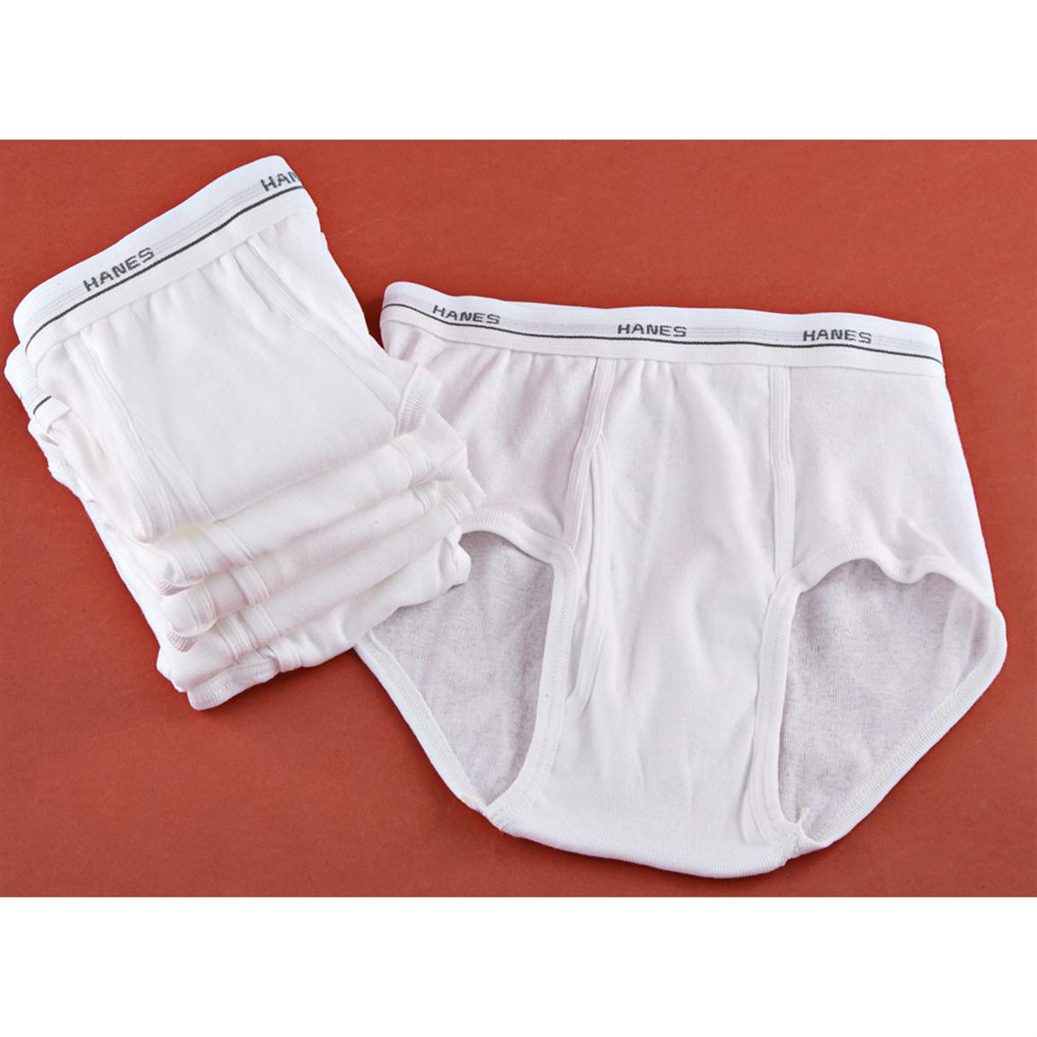 6 - Pk. Hanes® Briefs, White - 155233, Underwear, Base Layer & Pajamas