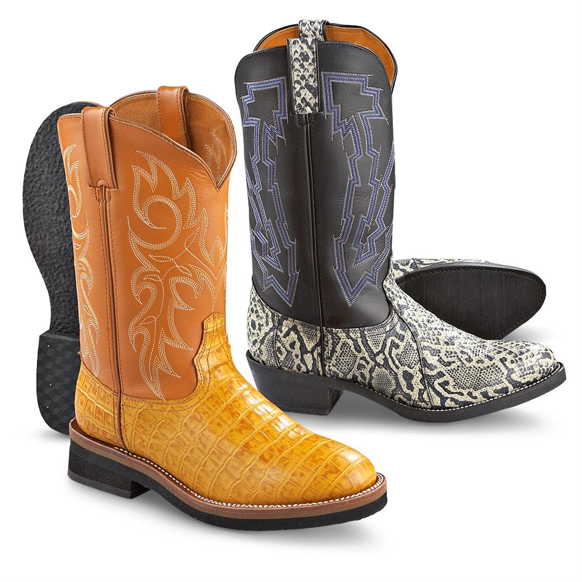 Men's Road Wolf™ Croc print Pull on Boots, Tan 155782, Cowboy