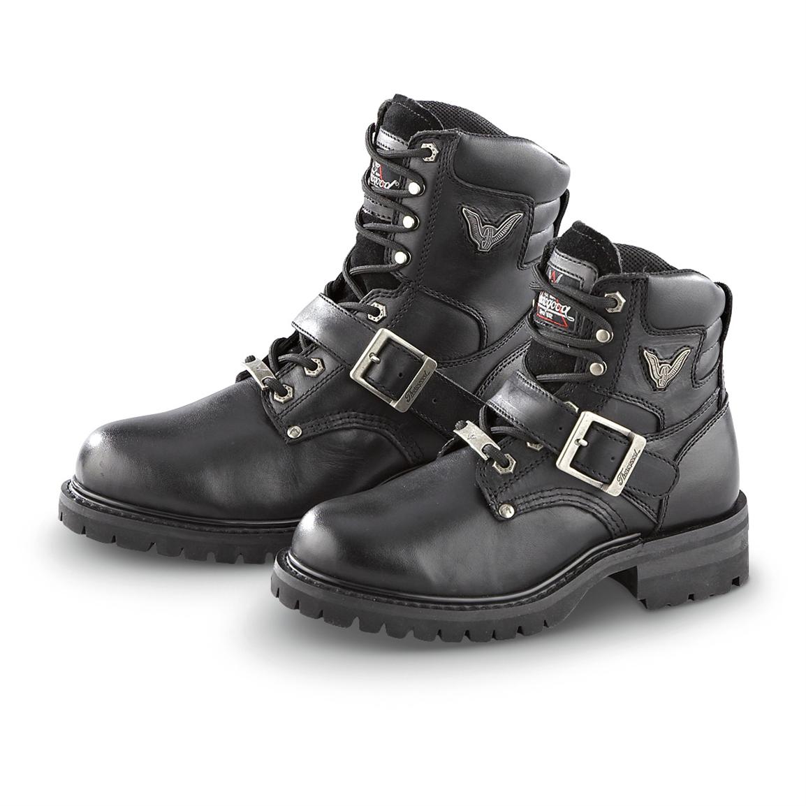 Lace \u0026 Buckle Biker Boots, Black 