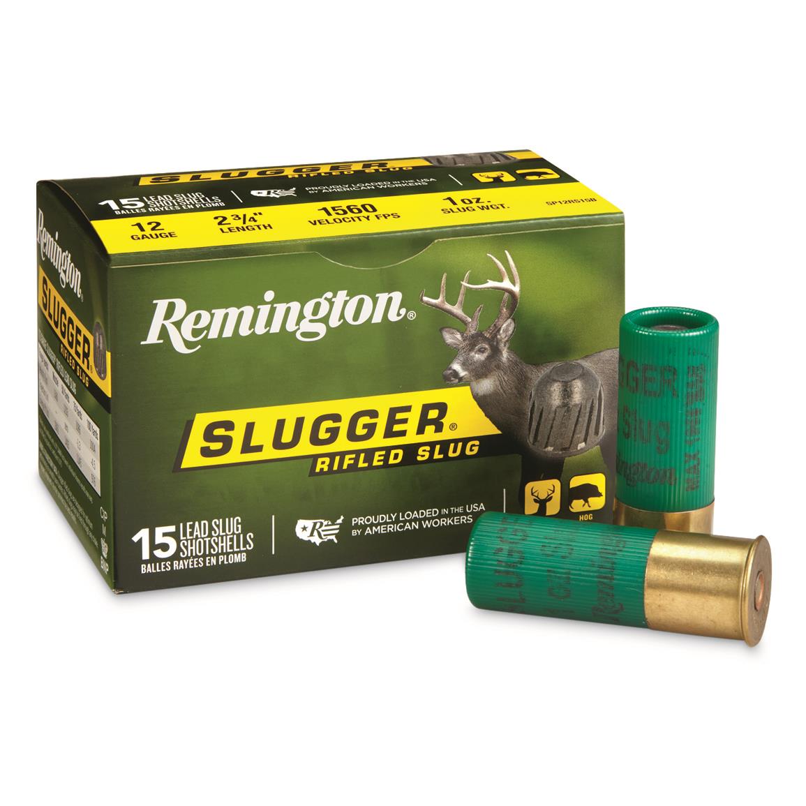 Remington Slugger, 12 Gauge, 2 3/4", 1 oz. Rifled Slug, 15 Rounds