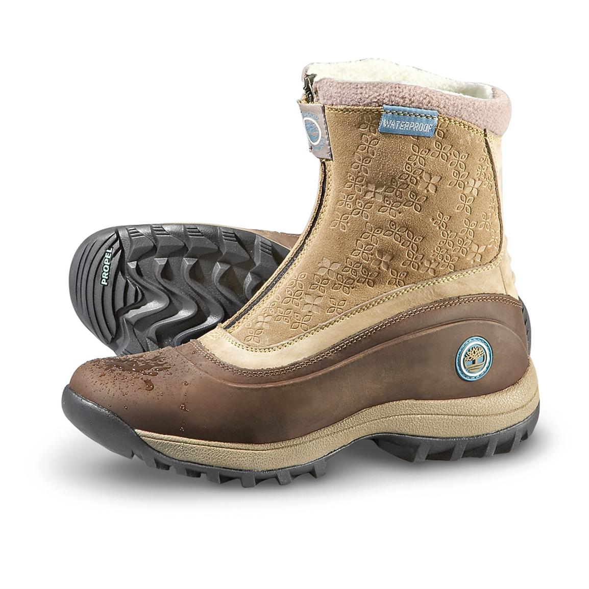 Women&#39;s Timberland® Waterproof Snow Basin Zip Boots, Greige - 156403, Winter & Snow Boots at ...