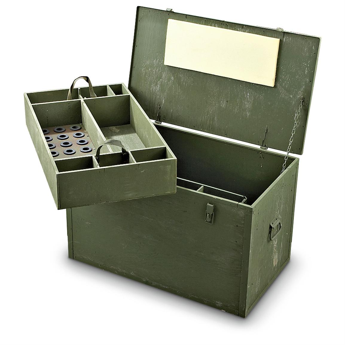 New U.s. Military Wood Storage Box, Olive Drab - 156647, Storage Containers At Sportsman'S Guide