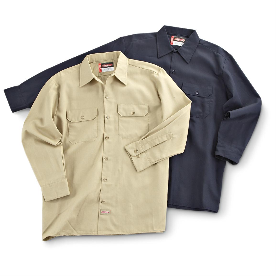 2 - Pk. Dickies® Herringbone Work Shirts - 156907, Shirts & Polos at