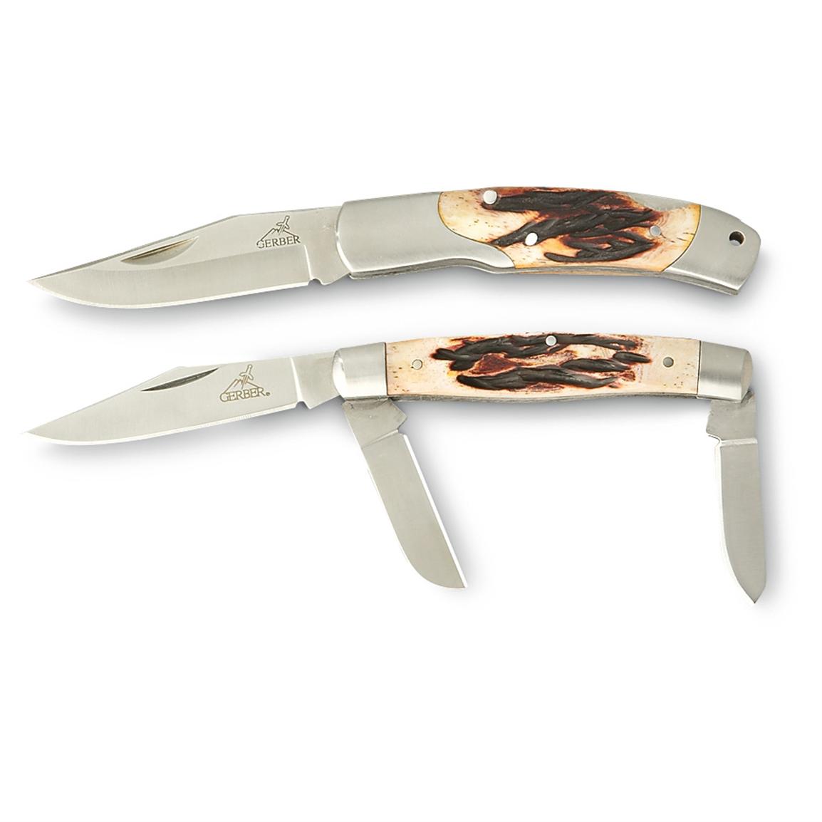 2 - Pc. Gerber® Bone - handled Knife Set - 157100, Folding Knives at ...