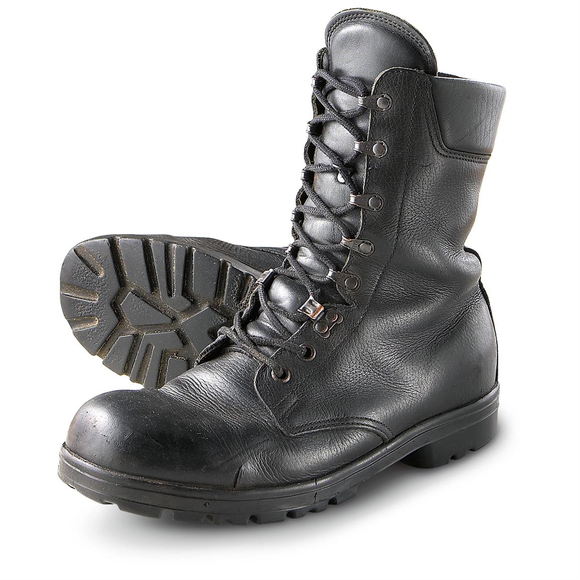 Men's Used Dutch Military Combat Boots, Black - 157443, Combat ...