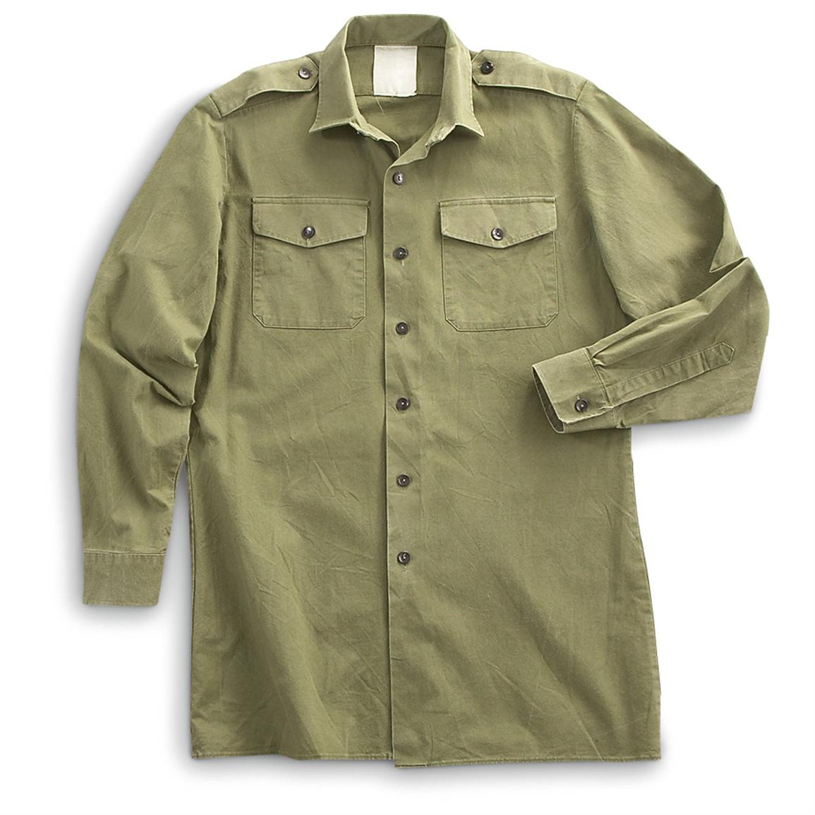 4 Used British Military Field Shirts, Olive Drab - 157468, Shirts at ...