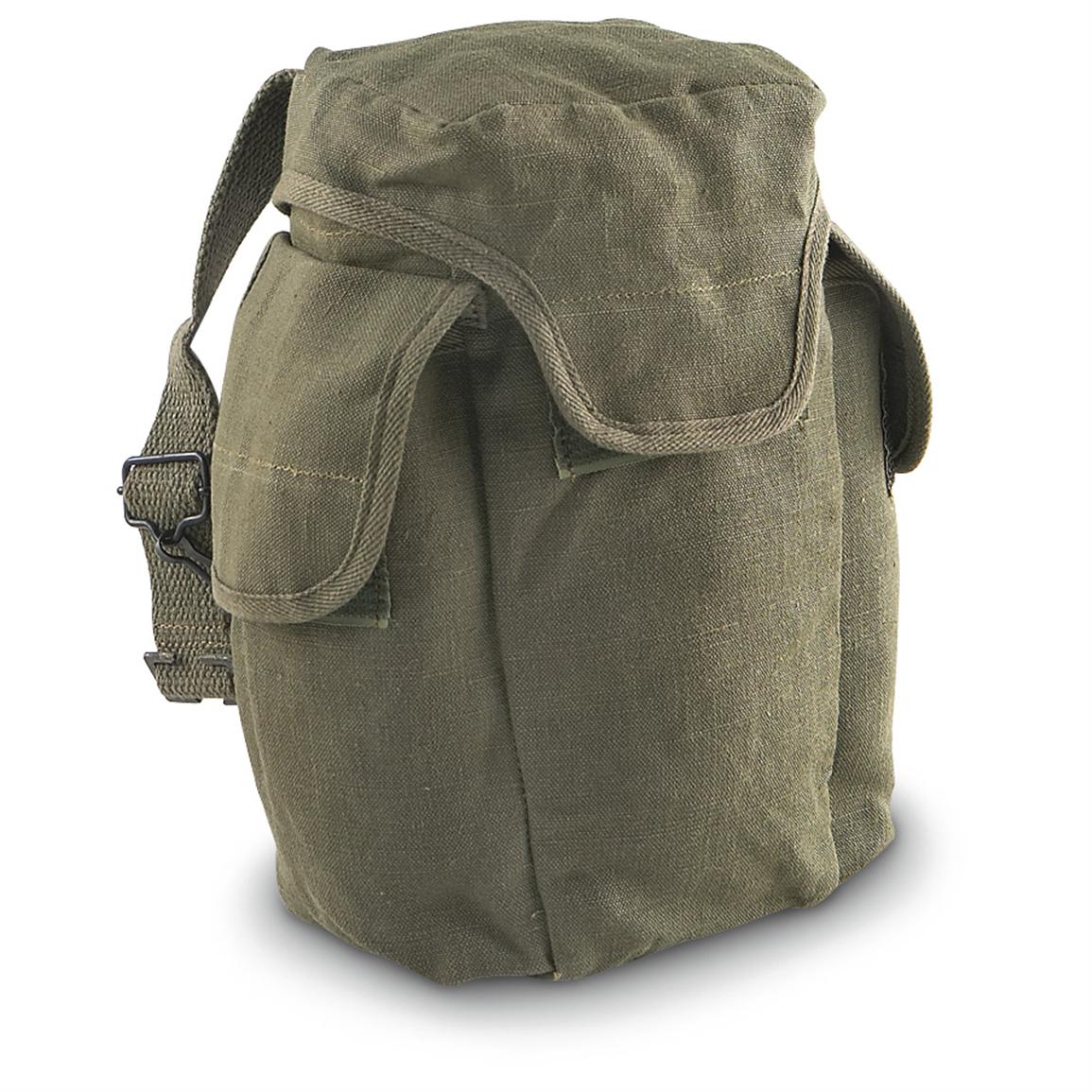 5 Used French Military Shoulder Bags, Olive Drab - 157748, Shoulder ...