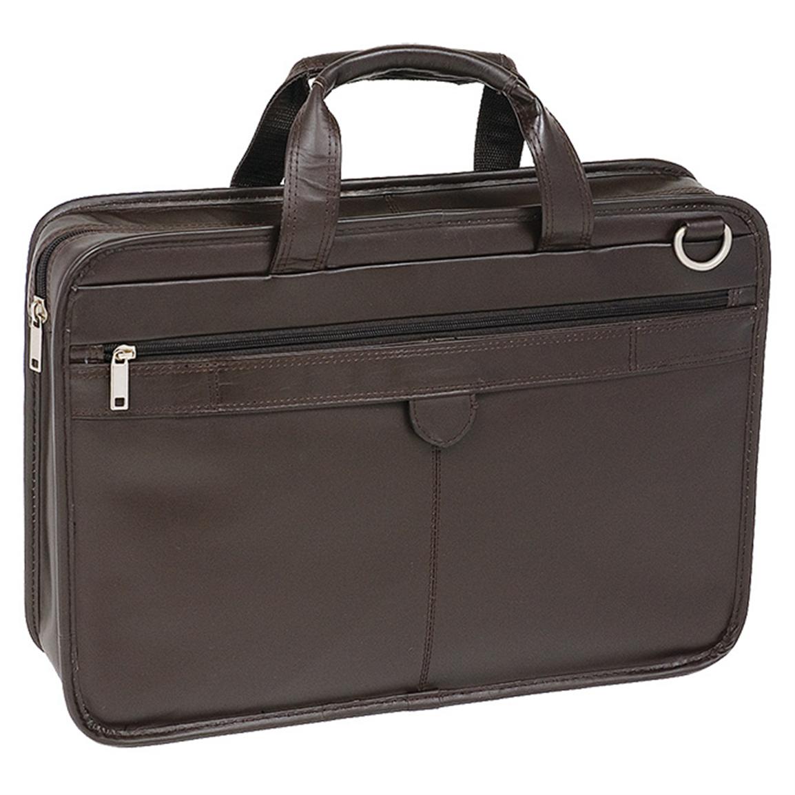 mcklein leather double compartment laptop case