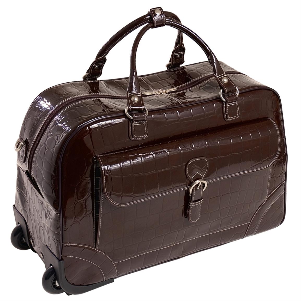 Women's Siamod® Magenta Wheeled Leather Duffel Bag - 158070, Luggage at ...