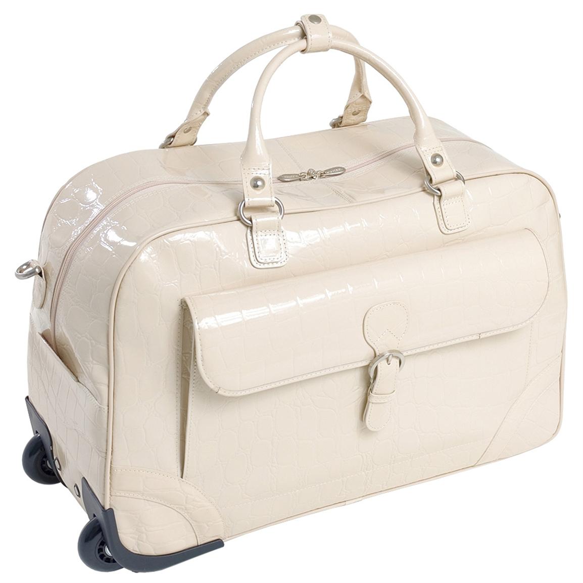 Women's Siamod® Magenta Wheeled Leather Duffel Bag - 158070, at ...