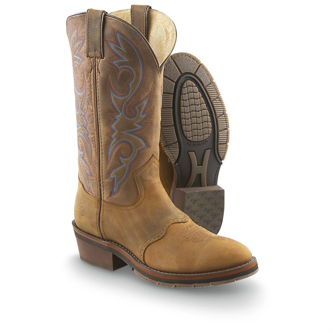 double h men's crazy horse western boots