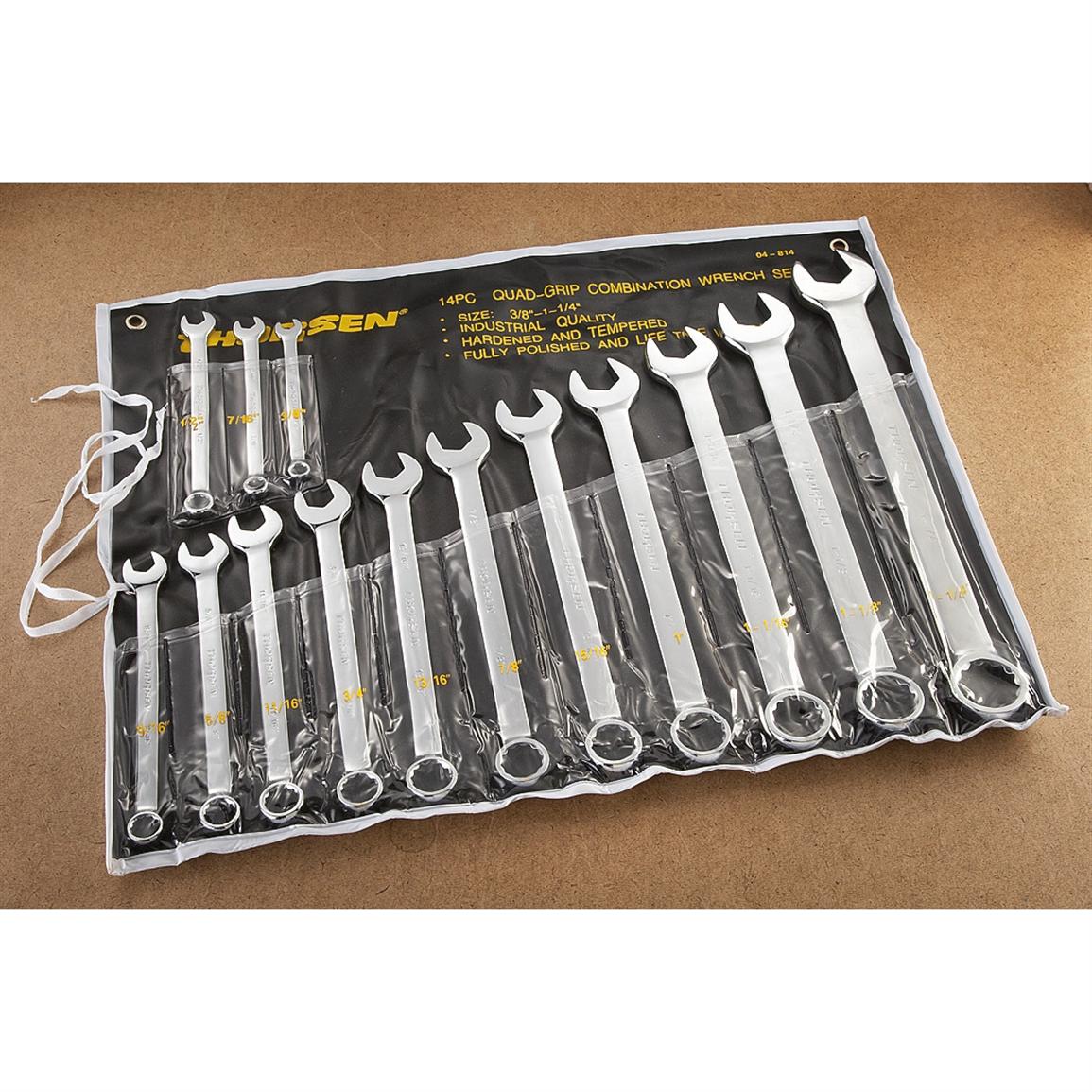 Thorsen® 14 Pc. Quad Grip SAE Combo Wrench Set 158863, Hand Tools