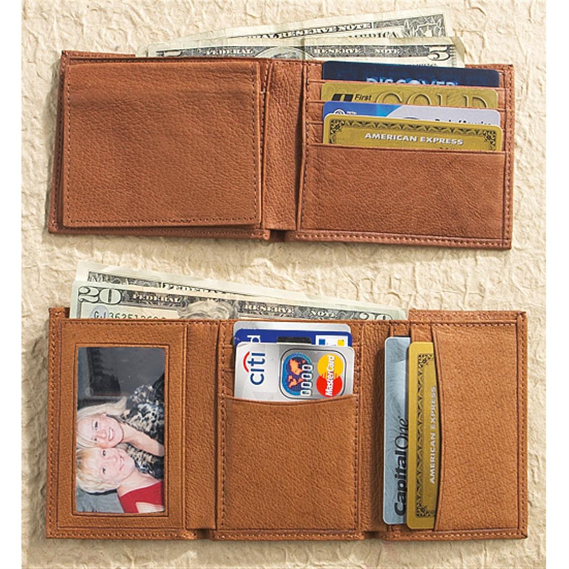 Leather Embroidered Men's Wallet, Trifold 159576, Wallets at