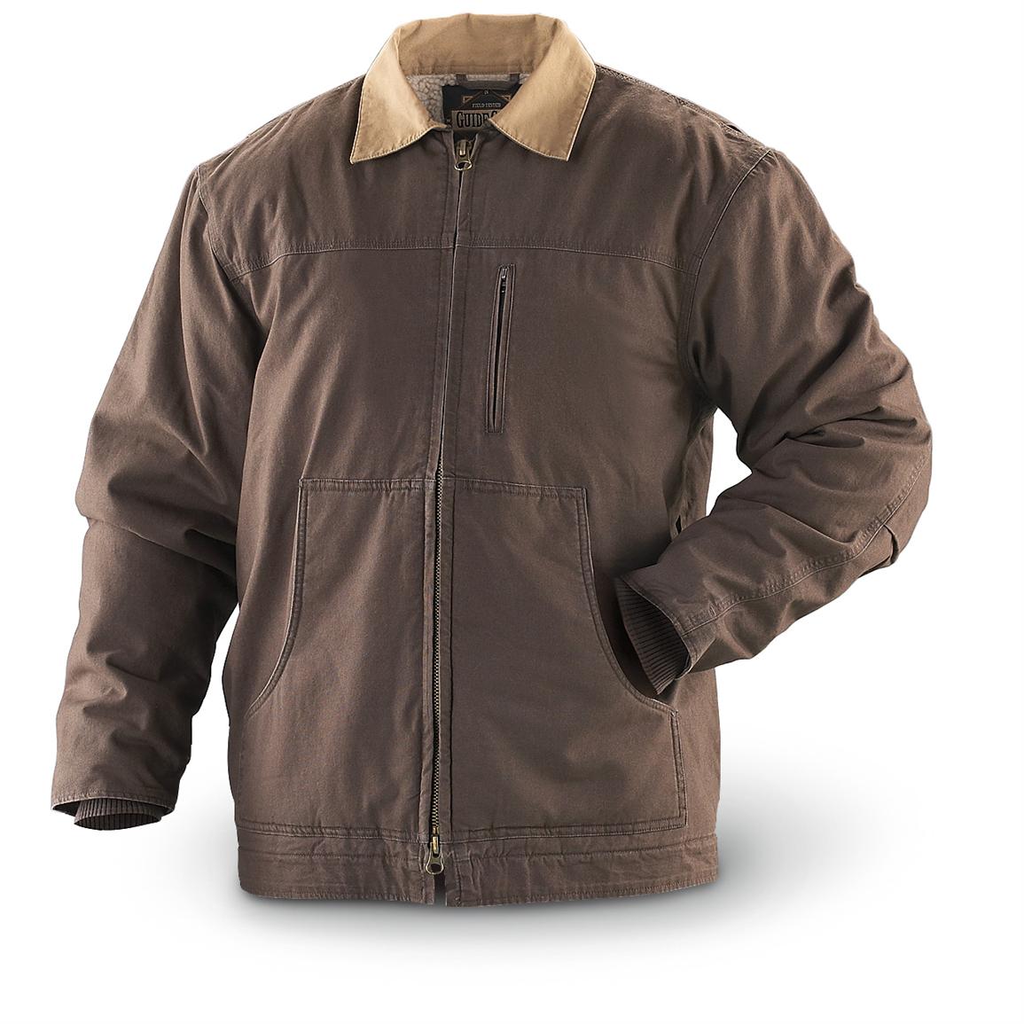 Guide Gear® Canvas Fleece - lined Jacket, Bark Brown - 160368