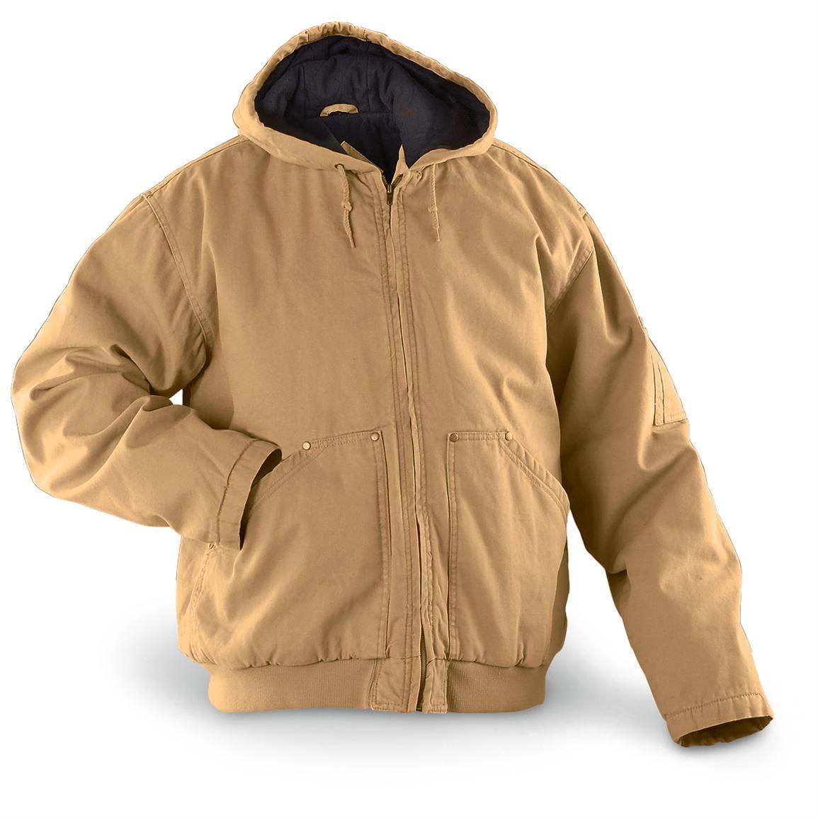 Outdoor Outfitters® Hooded Work Jacket, Light Tan - 161499, Insulated ...