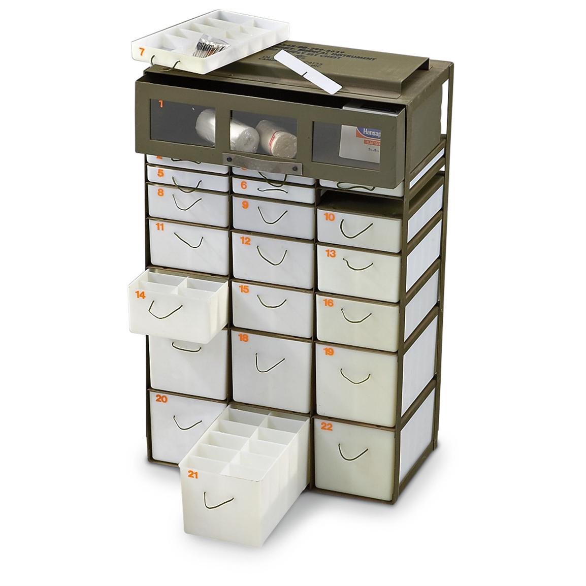 New U.S. Military Medical Chest, White / Olive Drab 161626, Storage
