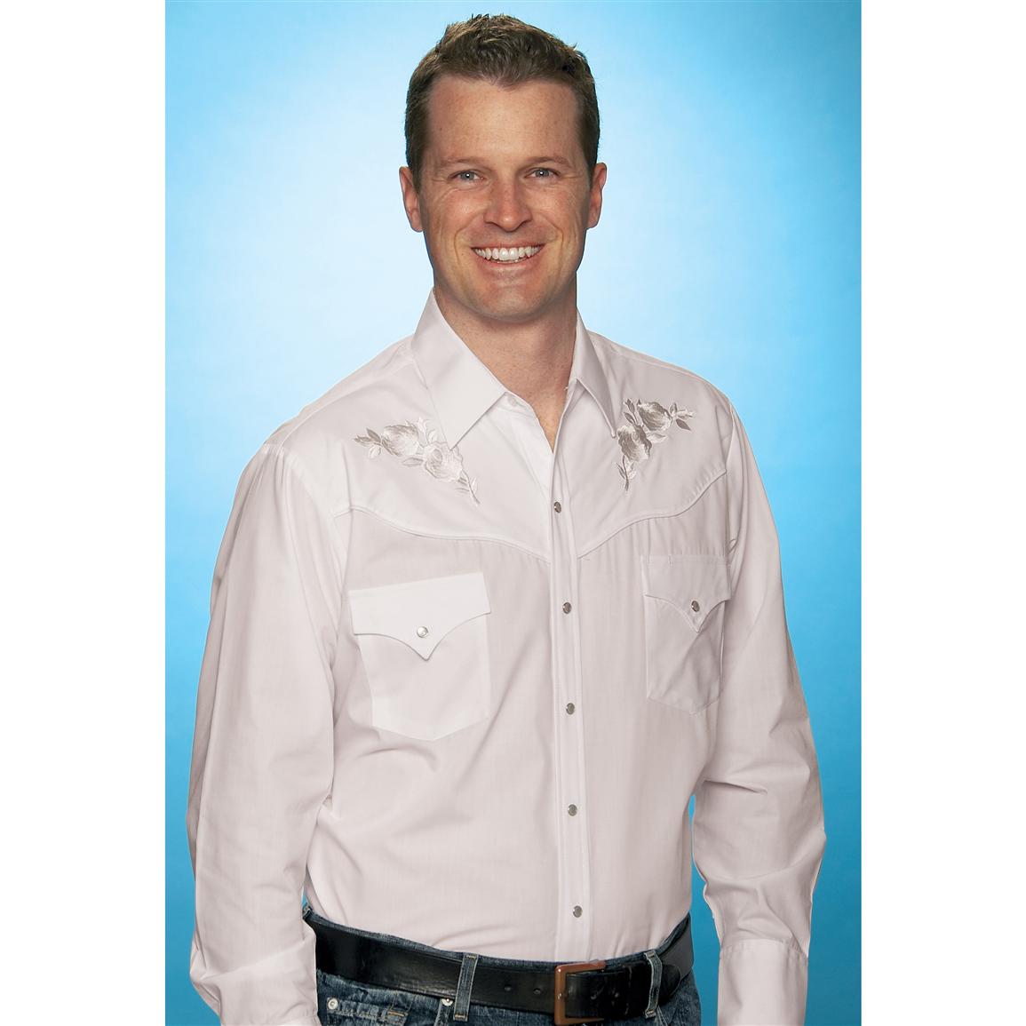 Men's Ely Charmers® Rose Embroidered Shirt - 161874, Shirts & Polos at ...