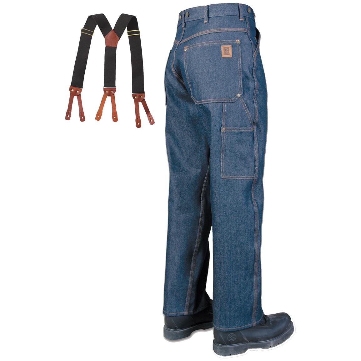 logger jeans with suspender buttons