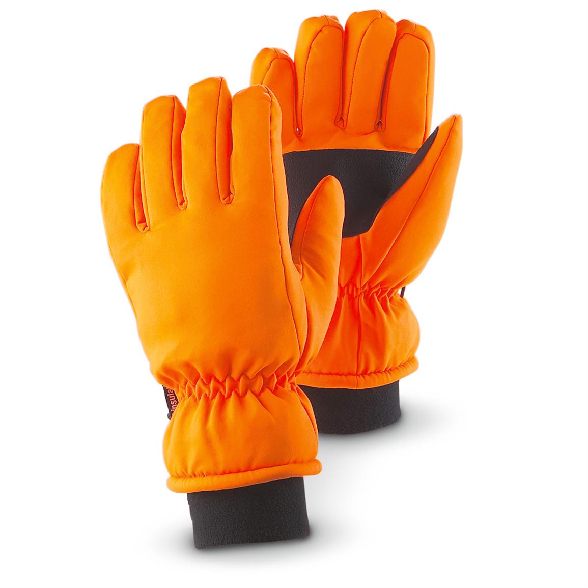 blaze orange hunting mittens