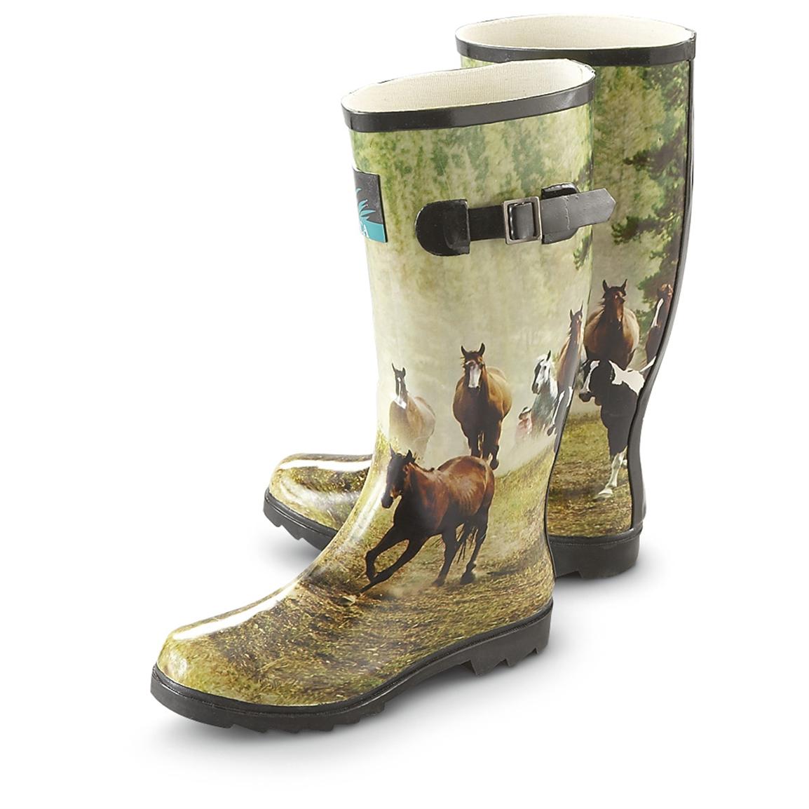 Women's Itasca™ Misty Pony Rubber Boots, Horse - 162939, Rubber & Rain ...