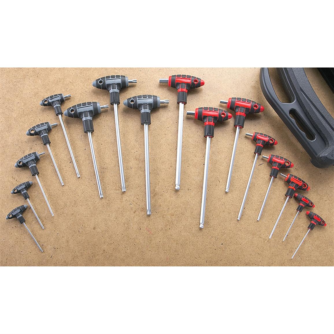 16 Pc. T Handle Ball Hex and Star Key Set 163082, Hand Tools
