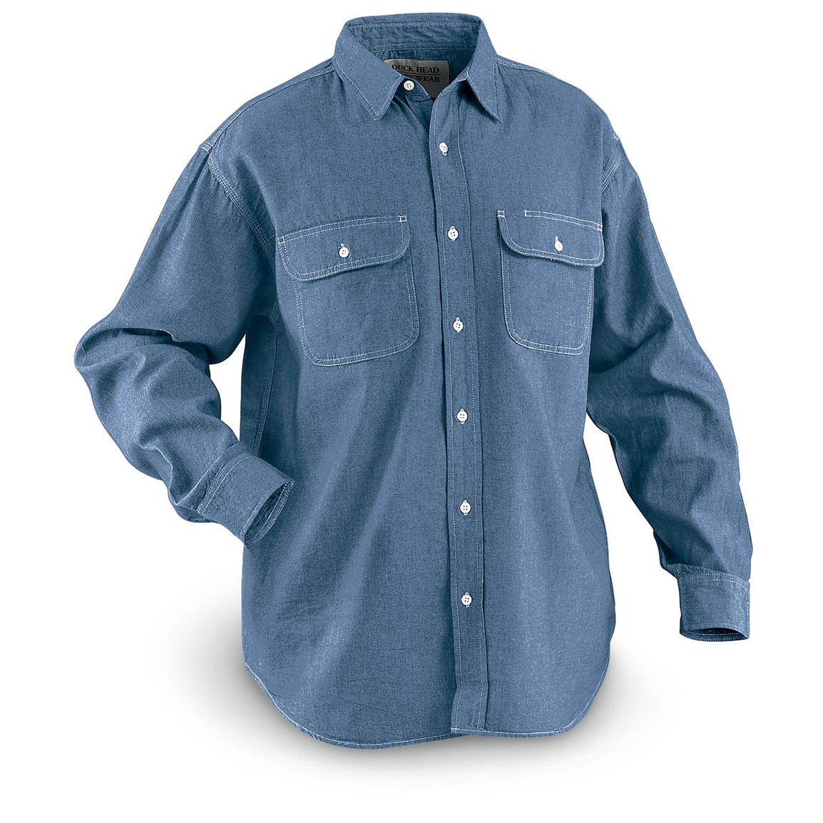 Duck Head® Workwear Long - sleeved Chambray Shirt, Blue - 163306 ...