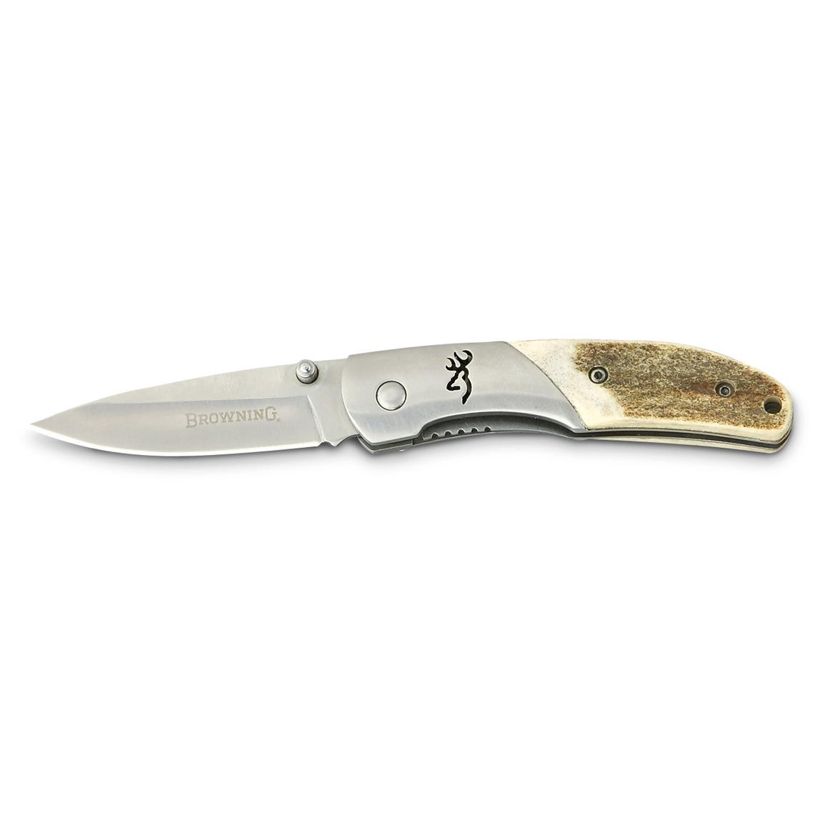 Browning® Stag Handle Folding Knife 163573, Folding Knives at