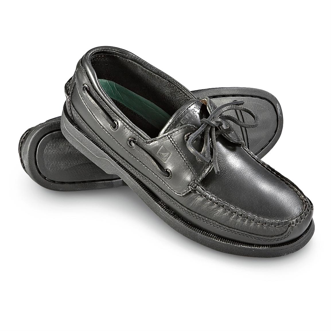 Men's Sperry Top - Sider® Mako 2 - eyelet Boat Shoes, Black - 163792 ...