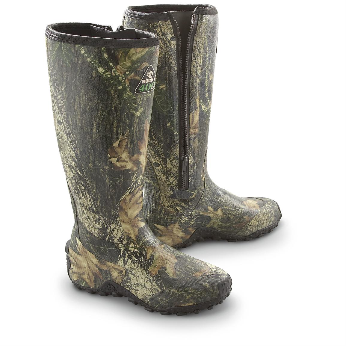 zip Rubber Stalker Boots, Mossy Oak 