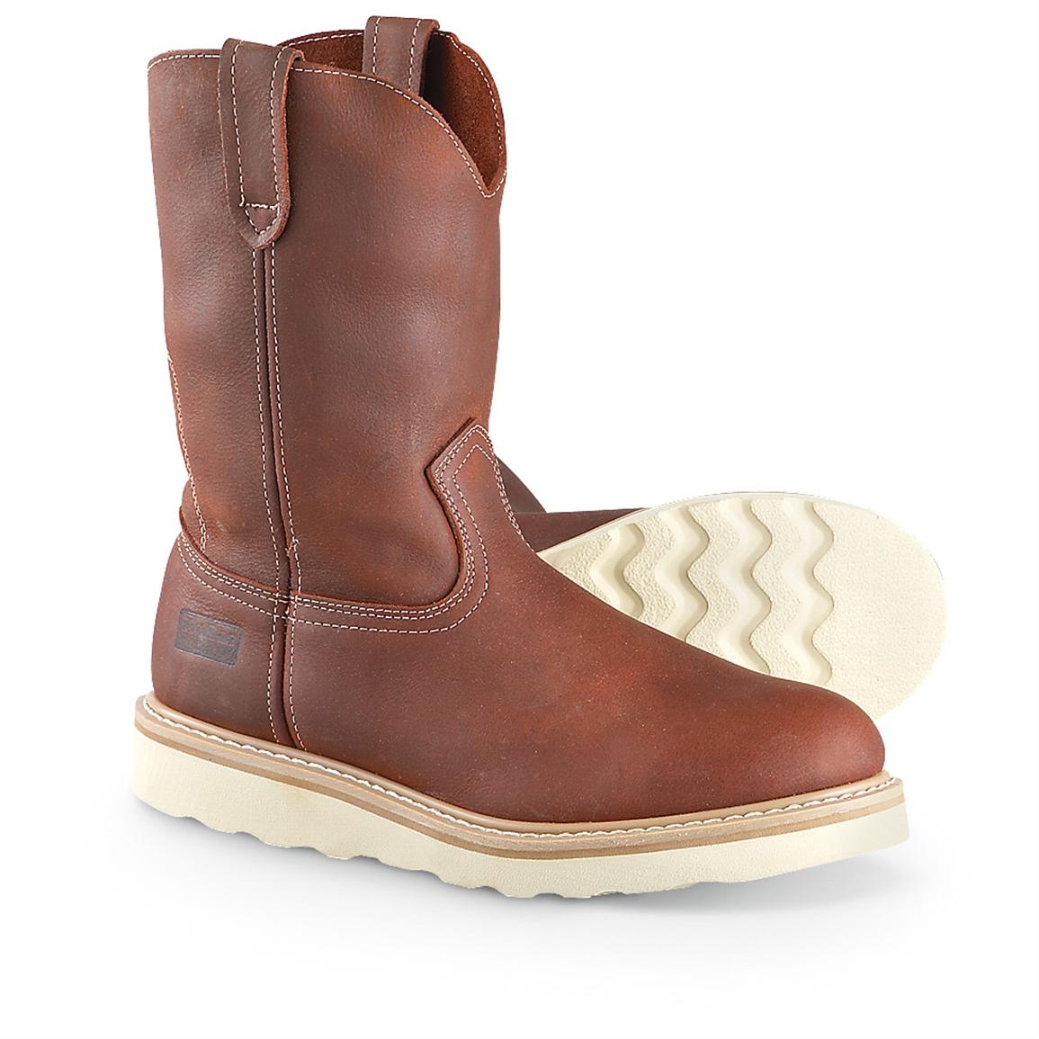 pull on wedge work boots