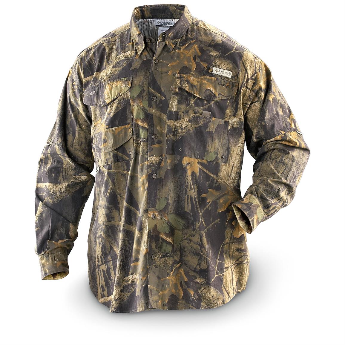 Columbia™ Long - sleeved Bonehead Shirt, Timberwolf Camo - 165174, Camo ...