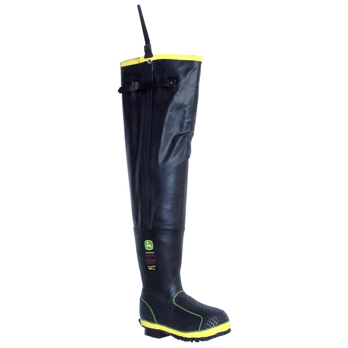 Men's John Deere® Safety Toe Miner's Hip Boot, Black - 165393, Work ...