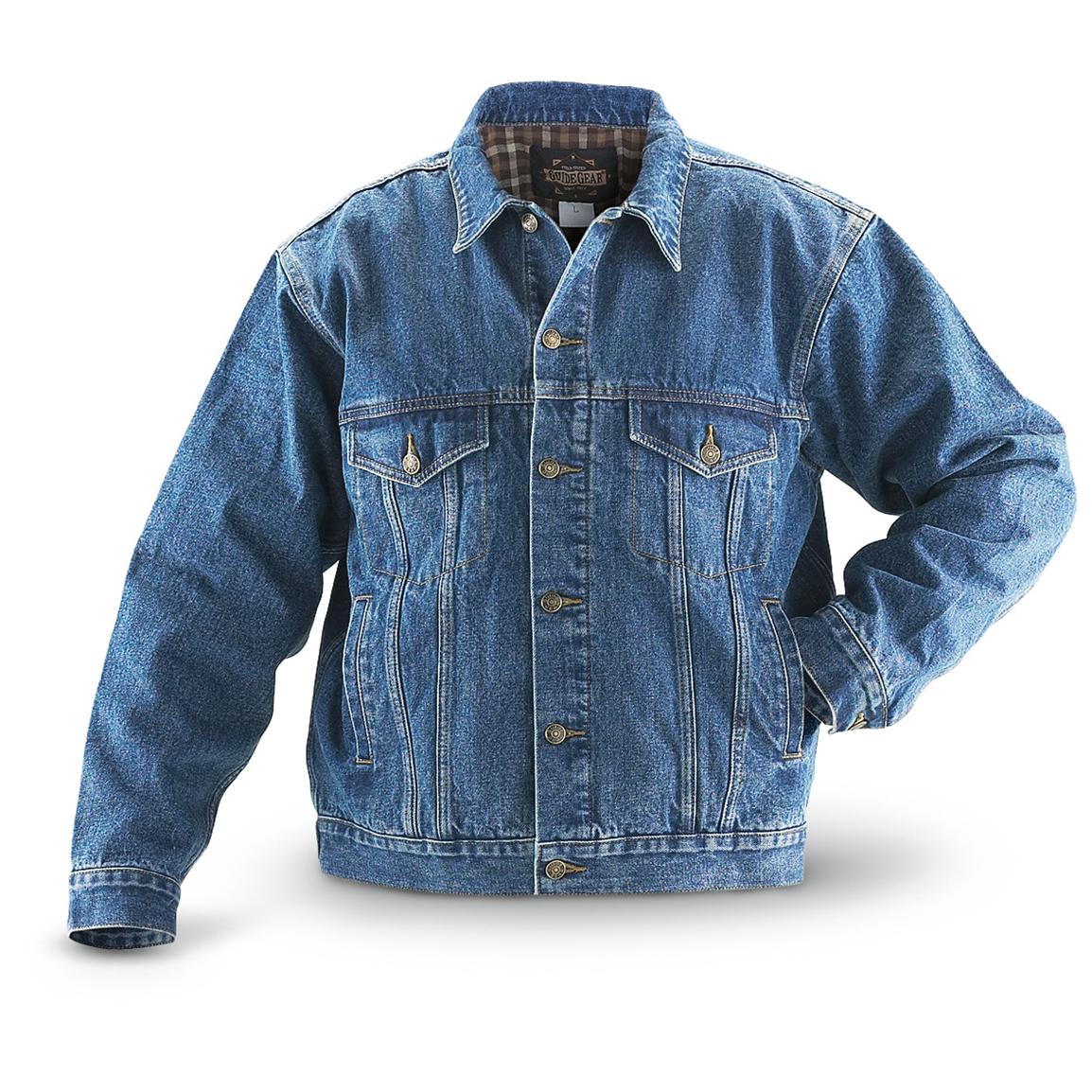 Guide Gear Flannel-lined Denim Jean Jacket, Stonewash - 165624 ...