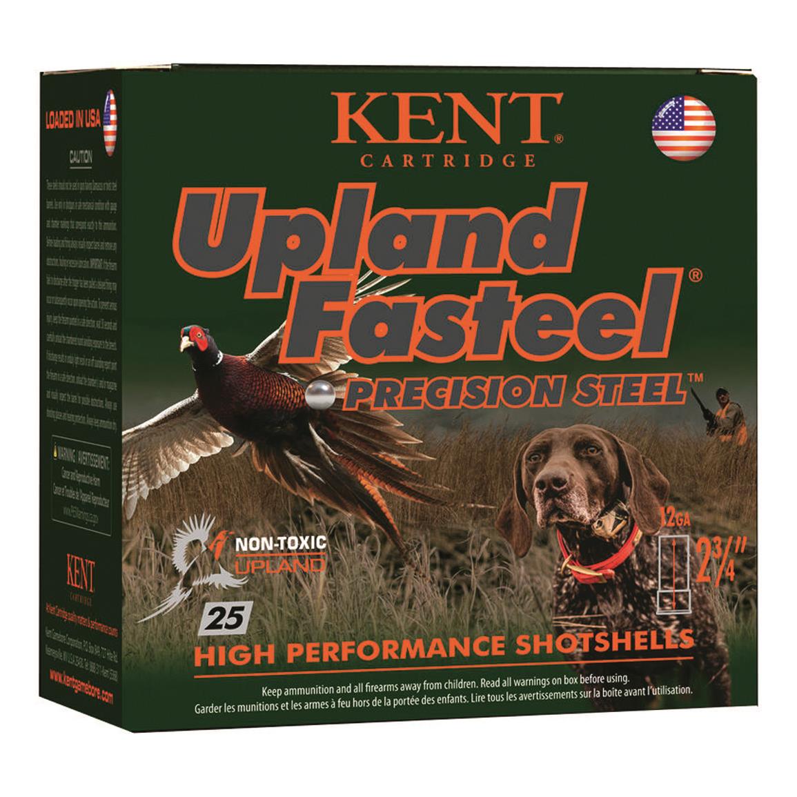 Kent Upland Fasteel Precision Steel, 12 Gauge, 2 3/4", 1 1/8 oz., 25 Rounds