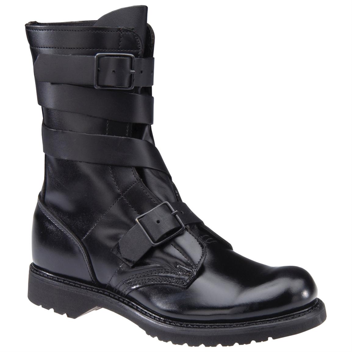 Leather Tanker Boots, Black 